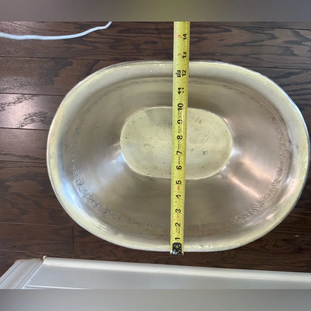 VTG Pottery Barn Silverplate Vineyard Collection Oval Party Ice Bucket ~ 17x13x8